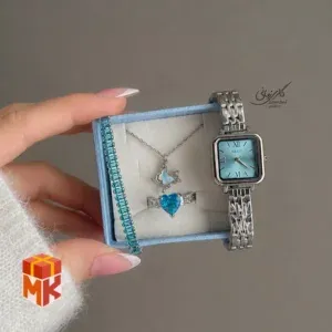 ست ساعت و نیم‌ست زنانه مدل Heart blue