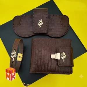 ست هدیه چرم طبیعی گاوی ۳ تکه