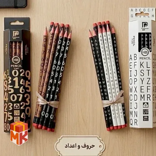 مداد مشکی طرح حروف و اعداد