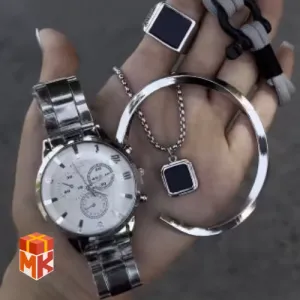 ست هدیه مردانه ساعت کاسیو مدل White Chrono