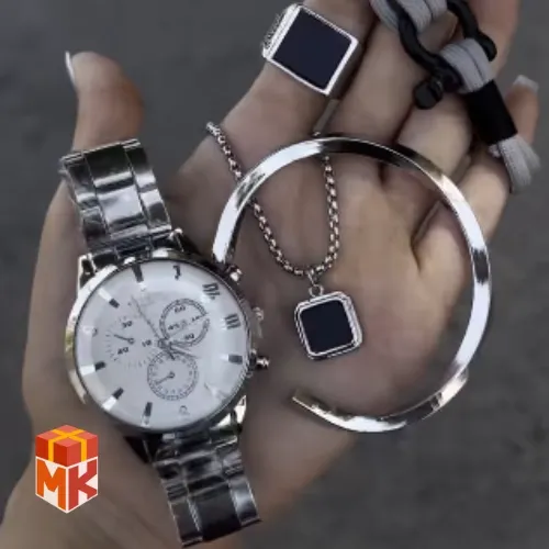 ست هدیه مردانه ساعت کاسیو مدل White Chrono