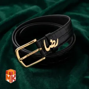 کمربند چرم مردانه طرح پلاک رضا