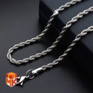 گردنبند مردانه نقره‌ای مدل Rope Chain