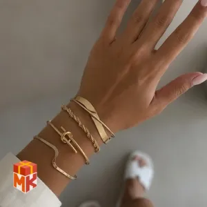 ست النگو و دستبند زنانه مدل Golden Knot & Cross
